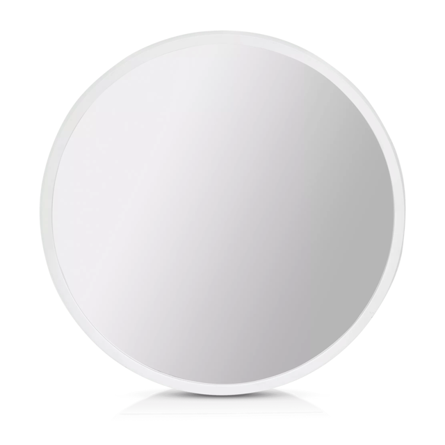 Miroir rond avec cadre blanc