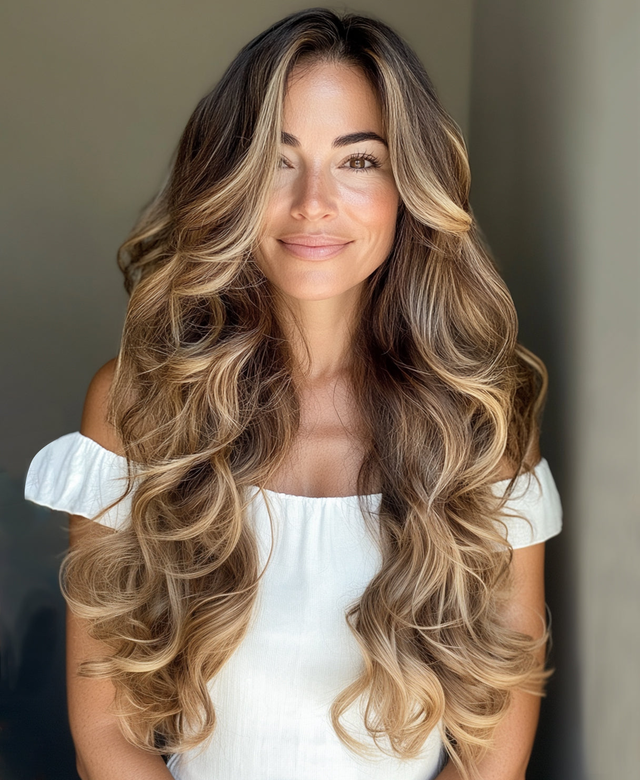 invisible clip-in hair extensions rooted beige highlights.