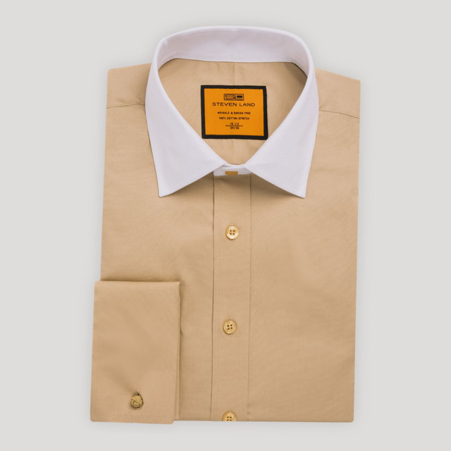 Poplin | French Cuff | 100% Cotton | Khaki