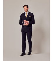 Black Twill Wool Double Breasted Slim Fit Suit