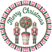 Pink Nutcracker Merry Christmas Floral Accent Sign - Made in USA