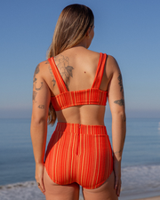 Georgia High Waist Bikini Bottom - Cherry Rib