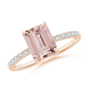 Emerald-Cut Morganite Engagement Ring with Diamonds