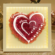 Mom Grandma Hearts Custom Kids' Names - Personalized Flower Shadow Box With LED Light