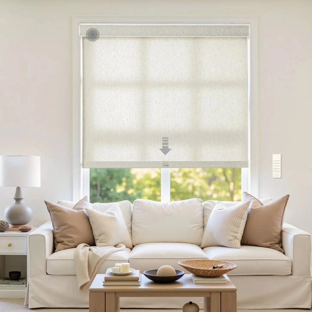 Alvin Motorized Linen Room Darkening Roller Shade