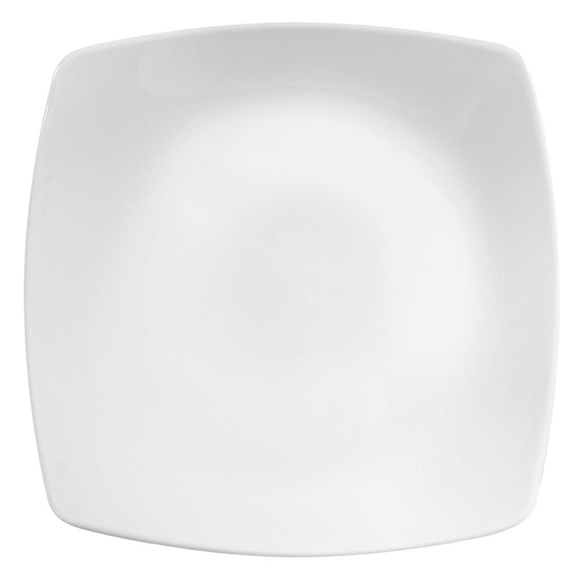 Libbey 840-463S 8" Square Porcelain Plate, Coupe, Bright White, Porcelana