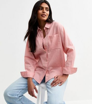 Pink Long Sleeve Cotton Linen Shirt