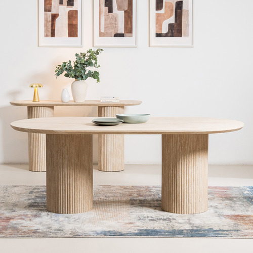 Thalia Travertine-Look Dining Table