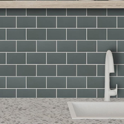 Walplus Elegant Grey Metro Subway Peel and Stick Backsplash 3D Tile Stickers 20 Pack | Wilko