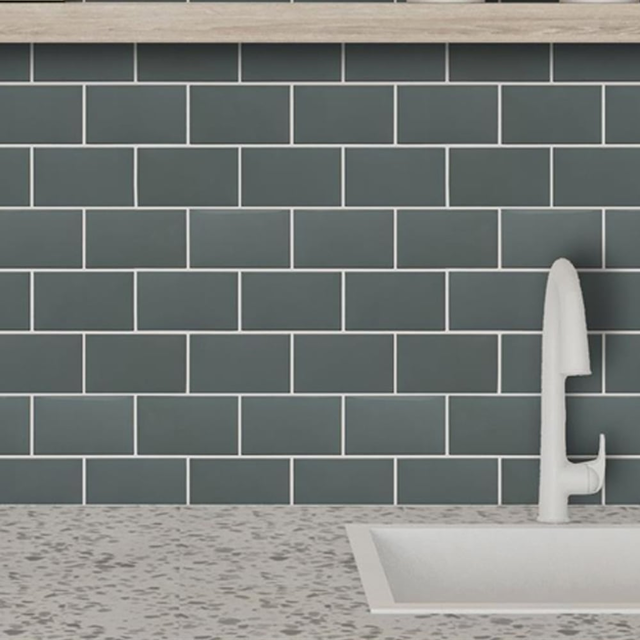 Walplus Elegant Grey Metro Subway Peel and Stick Backsplash 3D Tile Stickers 20 Pack | Wilko