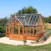 Gabriel Ash Portico Series Greenhouse Kit 11 x 14 ft. with Tempered Glass Panels and Red Cedar Wood Frame