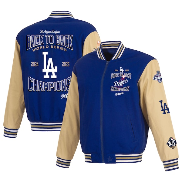 Men's Los Angeles Dodgers JH Design Royal/Tan 2025 World Series Champions Twill Full-Zip Jacket