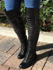 Lace-Up Over-the-Knee Riding Boots