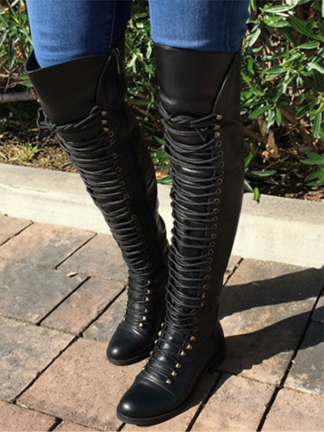 Lace-Up Over-the-Knee Riding Boots