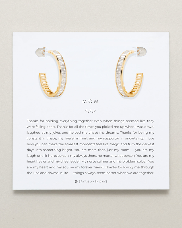 Mom Baguette Midi Hoop Earrings