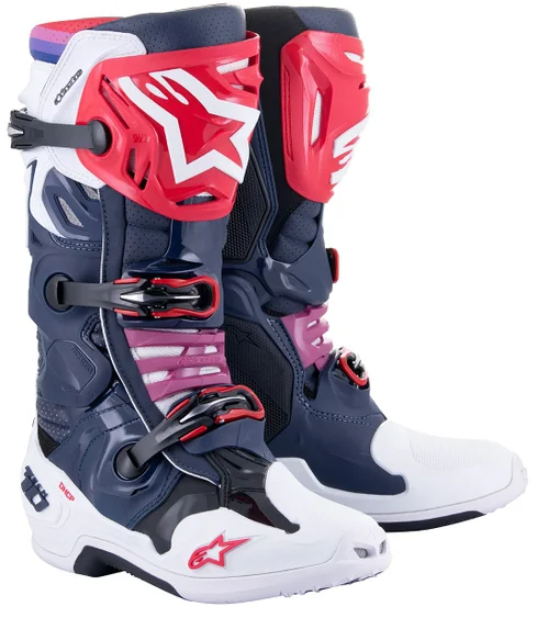 Alpinestars Tech 10 Boots Supervented Night Navy White Rainbow