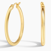 14K Yellow Gold 2mm Small Perfect Hoop Earrings