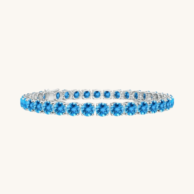 Silver & Blue Topaz 4mm Tennis Bracelet