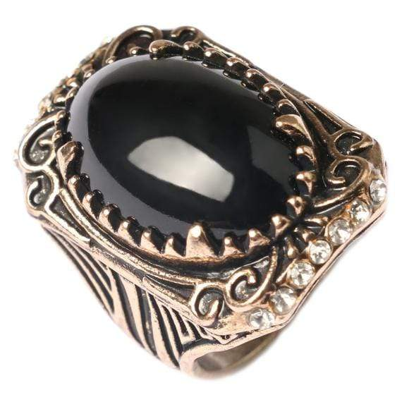 PRECIOUS ! CREATED ONYX 18K GOLD PLATED GERMAN SILVER MENS RING US9