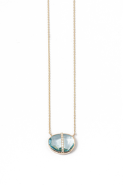 Micropave Bezel Wrapped Blue Topaz Pendant Necklace
