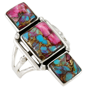 Rainbow Spiny Turquoise Ring Sterling Silver R2670-C91