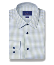 TBSP11802448 | Blue & Green Textured Dobby Dress Shirt