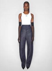 raw blue high-waisted corset jeans