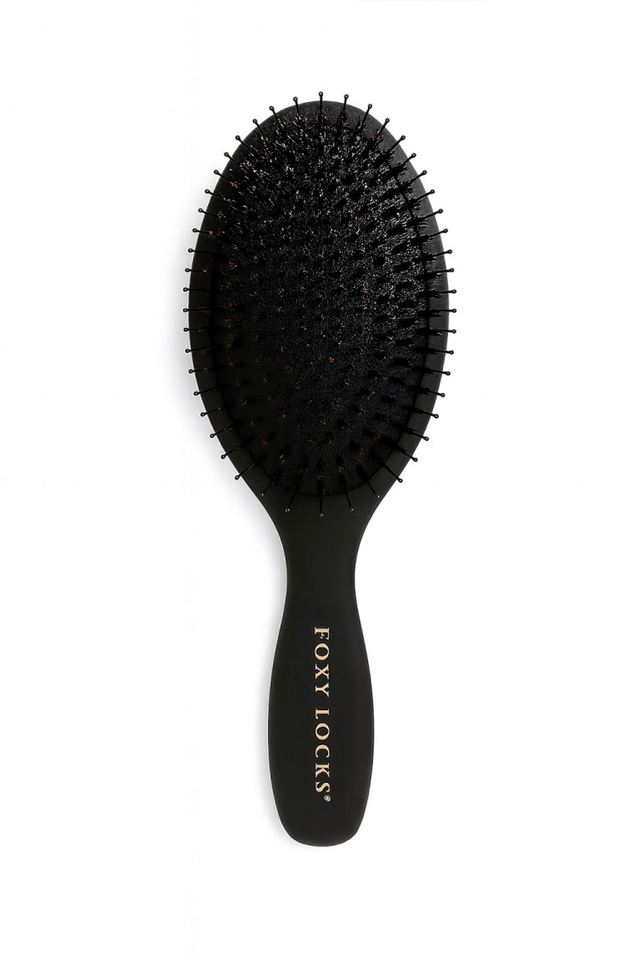 Foxy Locks Eco Wooden Paddle Brush | Boar + Nylon Bristles - Matte Black