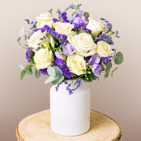 Elegant Beauty: Roses and Freesias