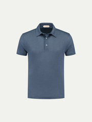 Steel Blue Linen Polo Shirt