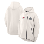 Women's Nike Cream Kansas City Chiefs Super Bowl LIX Opening Night Tech Fleece Full-Zip Hoodie