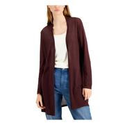 EILEEN FISHER Womens Purple Cotton Textured Sheer Long Sleeve Open Front Wear To Work Top XL