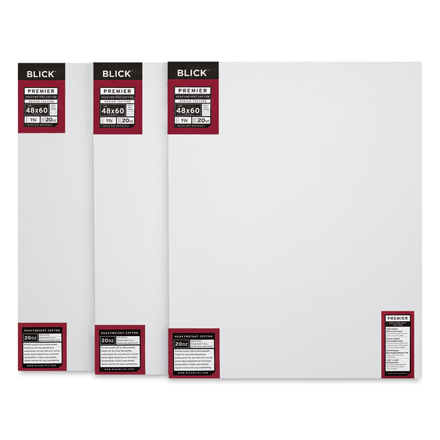 Blick Premier Heavyweight Stretched Cotton Canvas - 48" x 60", 1-3/8" Profile, Pkg of 3
