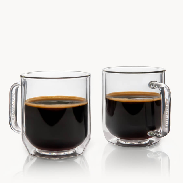 AeroPress Double Wall Glass Coffee Mug - 2 Pack