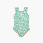 Girls' spring meadow ruffle-strap one-piece swimsuit