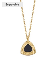 Gold Deco Black Onyx Trillion Locket Necklace