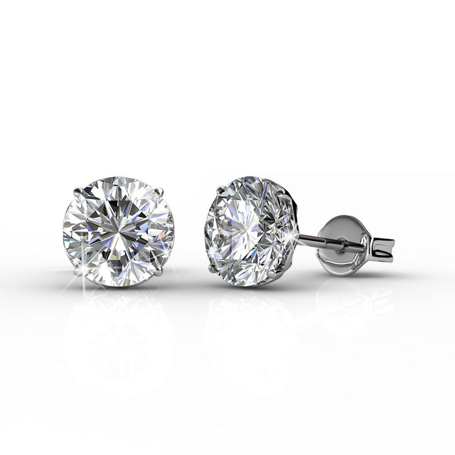 Mallory 18k White Gold Plated Stud Earrings with  Swarovski Crystal