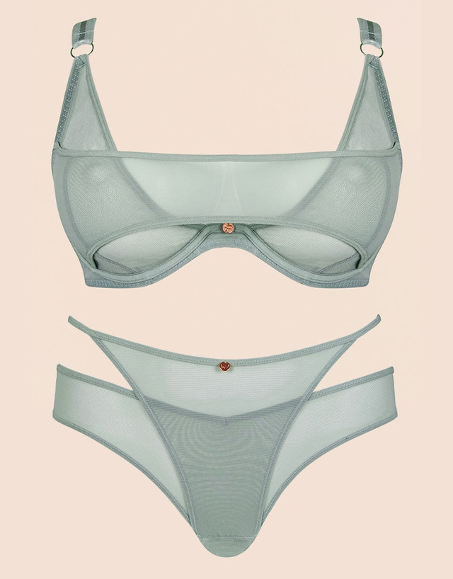 Scantilly Peep Show Deep Plunge Bra Sage Green