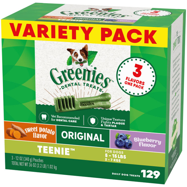 Greenies Natural Dental Care Dog Treats TEENIE Size, 36 oz. Variety Pack, 3 Flavors