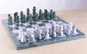 16" Marble Green and White Chess Set