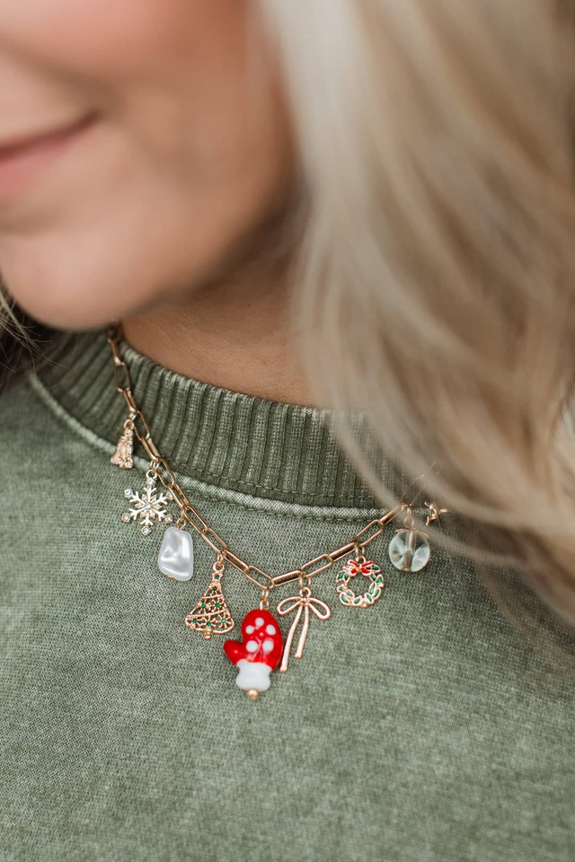 The Magic Of Christmas Charm Necklace- Gold