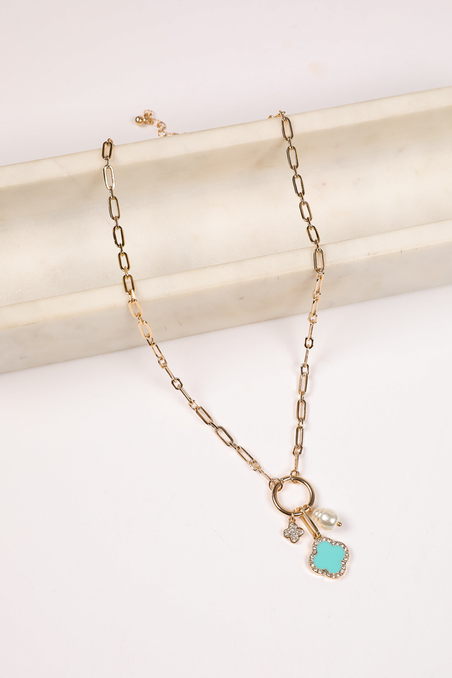 FINAL SALE - Amelia Quatrefoil Charm Necklace