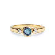 Barrington Alexandrite Ring with Diamond Side Stones in 14k Gold (June)