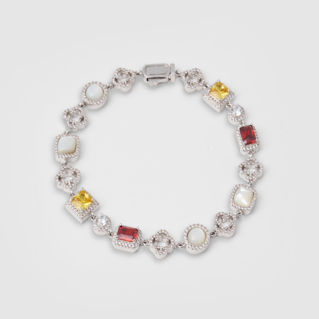 Iced Gemstone Bracelet (Silver)
