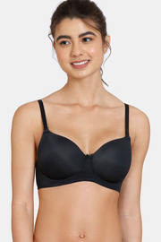 Zivame Beautiful Basics Padded Non Wired 3/4th Coverage T-Shirt Bra - Black