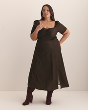 Sweetheart Midi Dress with Balloon Sleeves - Addition Elle