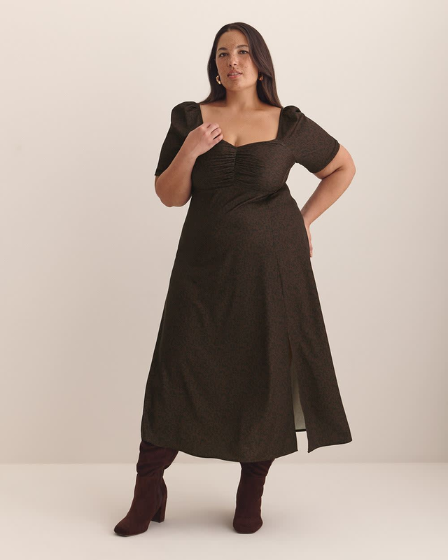 Sweetheart Midi Dress with Balloon Sleeves - Addition Elle