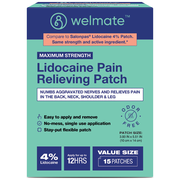 WELMATE Pain Relief - 4% Lidocaine Patch, 15 Patches (Generic Salonpas)