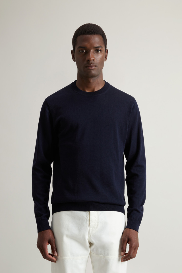 Crewneck Sweater in Pure Merino Virgin Wool - Men - Blue
