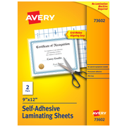 Avery® Clear Laminating Sheets, 9" x 12", Permanent Self-Adhesive, 2 Sheets (73602)